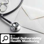 Laptop with heartbeat line on screen on a clean background representing email deliverability health monitoring