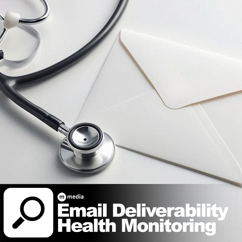 Laptop with heartbeat line on screen on a clean background representing email deliverability health monitoring
