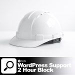 White construction helmet on a white background representing WordPress hourly support 2 hour block