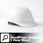 White construction helmet on a white background representing WordPress hourly support 5 hour block