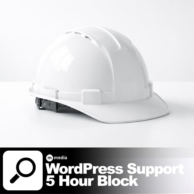 White construction helmet on a white background representing WordPress hourly support 5 hour block