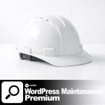White construction helmet on a white background representing WordPress maintenance premium