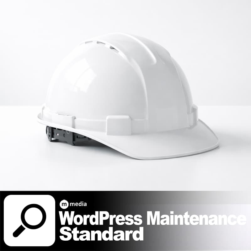 White construction helmet on a white background representing WordPress maintenance standard